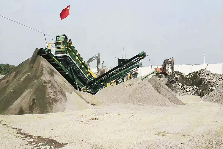 江苏时产200吨建筑废弃物移动破碎处理生产线